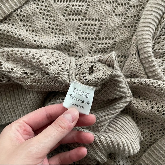 Belldini Taupe Boho Open Knit Extra Long Duster Cardigan Sweater - Picture 6 of 6